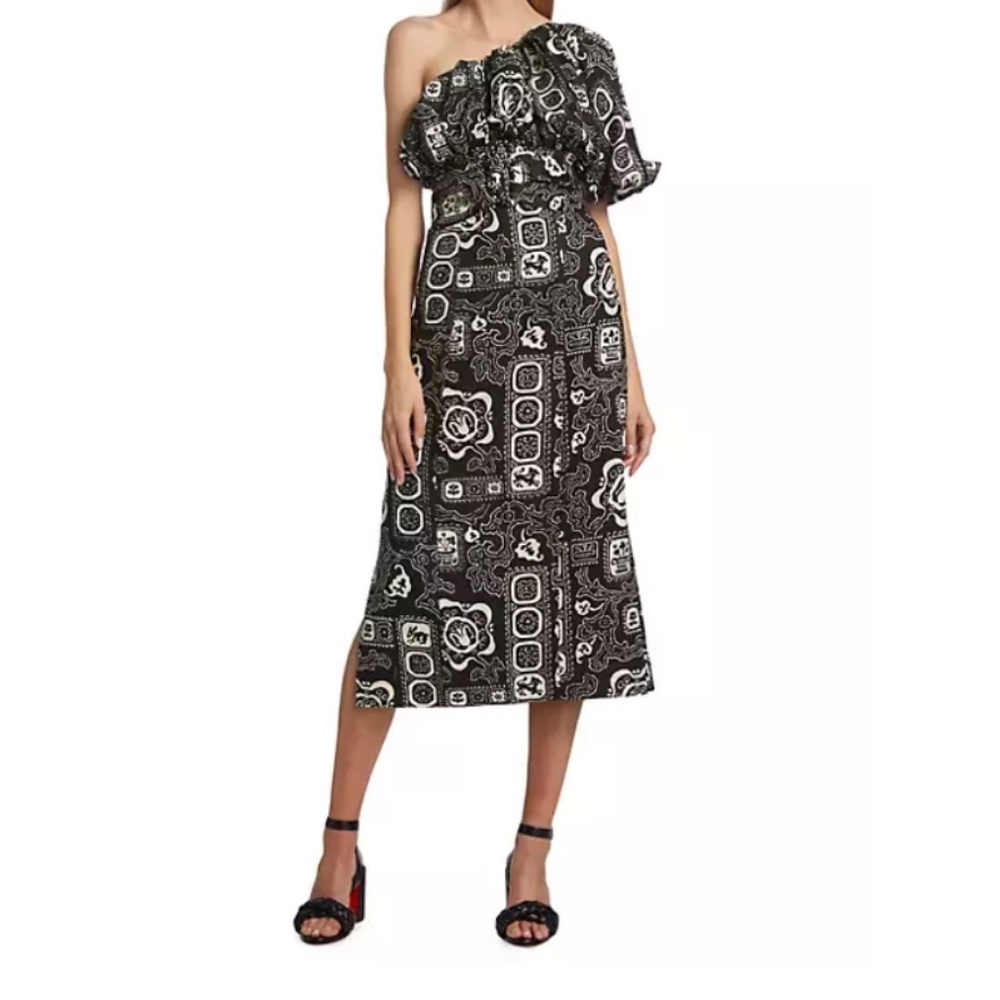 Rhode Chantelle One Shoulder Linen Dress (Size 8)